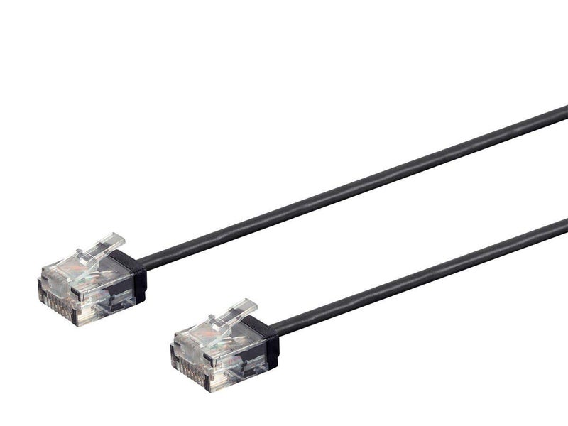 Monoprice Cat6 Ethernet Patch Cable - Snagless, 550MHz, UTP, 32AWG, 7 Feet, Black - Micro SlimRun Series - Image 1